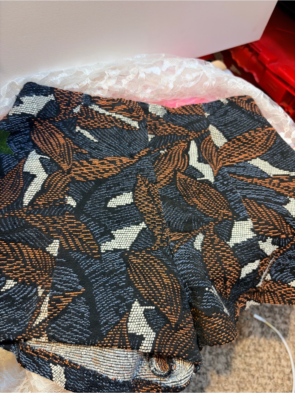 Zara Black & Brown Leaf-Print Women's Skort